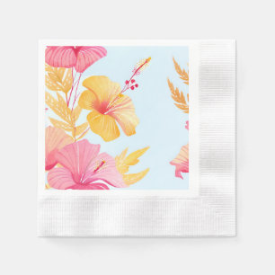 Serviette En Papier Beau Hibiscus   Fleur Tropicale Aquarelle