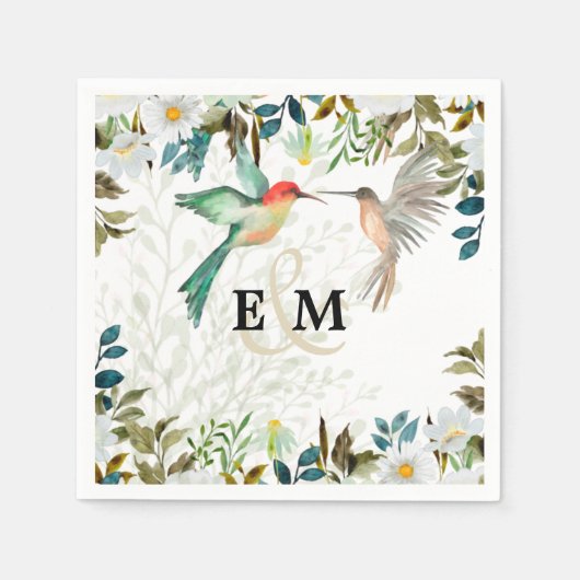 Serviette En Papier Beau HUMMINGBIRDS Couple Mariage (Devant)