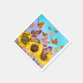 Serviette En Papier Beau Jardin aux fleurs de tournesol Papillons (Coin)