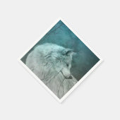 Serviette En Papier Beau loup gris dans une forêt foncée (Coin)
