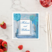 Serviette En Papier Beau Mariage bleu rustique (En situation)