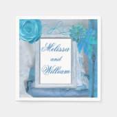 Serviette En Papier Beau Mariage bleu rustique (Devant)
