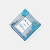 Serviette En Papier Beau Mariage bleu rustique (Coin)