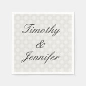 Serviette En Papier Beau Mariage Damask Pattern Argent et blanc (Devant)