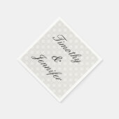 Serviette En Papier Beau Mariage Damask Pattern Argent et blanc (Coin)
