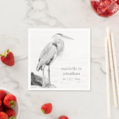 Serviette En Papier Beau Mariage de croquis d'oiseaux d'eau de Héron b (En situation)