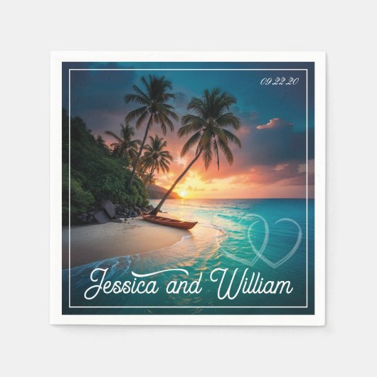 Serviette En Papier Beau Mariage d'été (Devant)