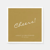 Serviette En Papier Beau Mariage d'or à aquarelle florale (Devant)