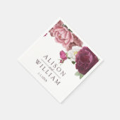 Serviette En Papier Beau Mariage Floral Bourgogne (Coin)