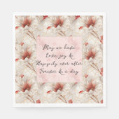 Serviette En Papier Beau Mariage romantique à fleurs rouges (Devant)