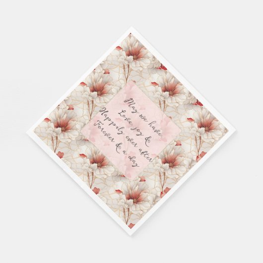 Serviette En Papier Beau Mariage romantique à fleurs rouges (Coin)