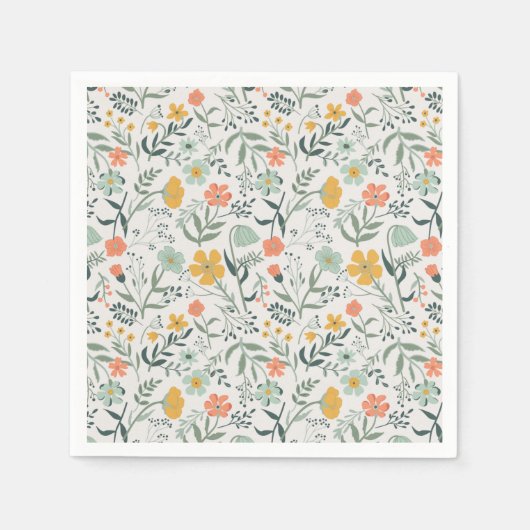 Serviette En Papier Beau motif botanique floral (Devant)