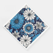 Serviette En Papier Beau motif floral bleu et blanc (Coin)