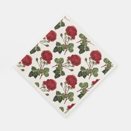 Serviette En Papier Beau Motif Rose Rouge (Coin)