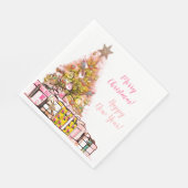 Serviette En Papier Beau Noël annuel fête rose (Coin)