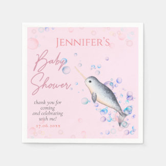 Serviette En Papier Beau océan bébé Narwhal bulles Baby shower