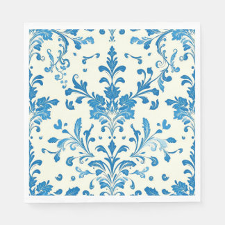 Serviette En Papier Beau papier design bleu et blanc Napkin