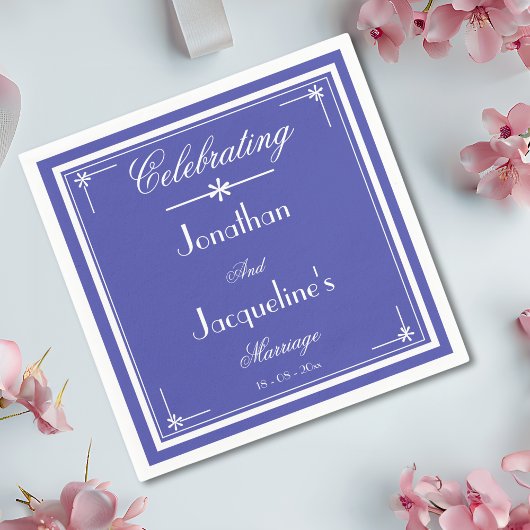 Serviette En Papier Beau papier Mariage de  de Script Blue Chic