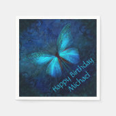 Serviette En Papier Beau Papillon Bleu Anniversaire (Devant)