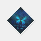 Serviette En Papier Beau Papillon Bleu Anniversaire (Coin)