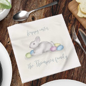 Serviette En Papier Beau Pastel Joyeux Bunny de Pâques Classique Simpl