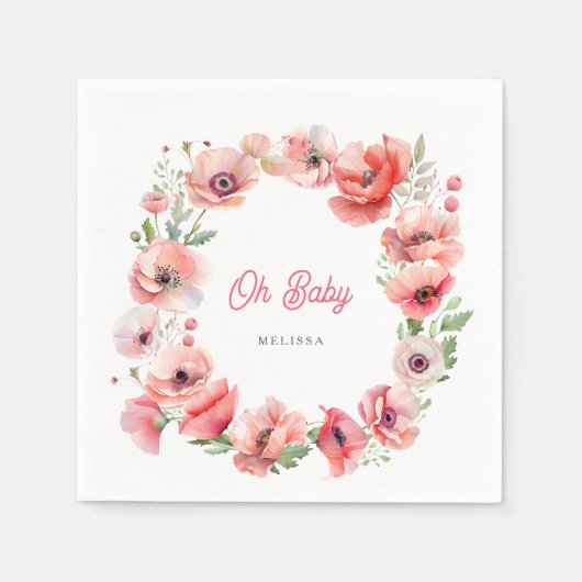 Serviette En Papier Beau Pavot Rose Oh Baby (Devant)