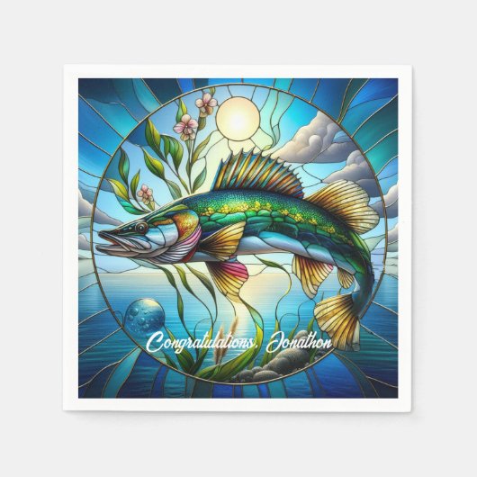 Serviette En Papier Beau poisson d'eau douce et lac bleu (Devant)