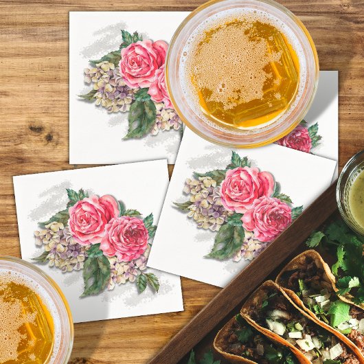 Serviette En Papier Beau Red Roses Papier Cocktail Napktail