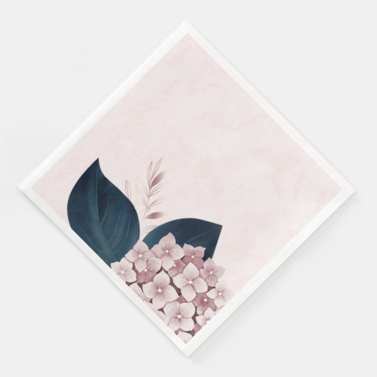 Serviette En Papier Beau rose hydrangée marine feuilles (Coin)