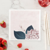 Serviette En Papier Beau rose hydrangée marine feuilles (En situation)