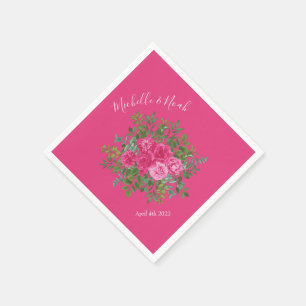 Serviette En Papier Beau rose vif Mariage Roses floraux