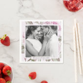 Serviette En Papier Beau Roses mauve doux avec Mariage photo (En situation)