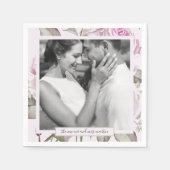 Serviette En Papier Beau Roses mauve doux avec Mariage photo (Devant)