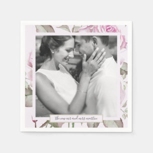 Serviette En Papier Beau Roses mauve doux avec Mariage photo