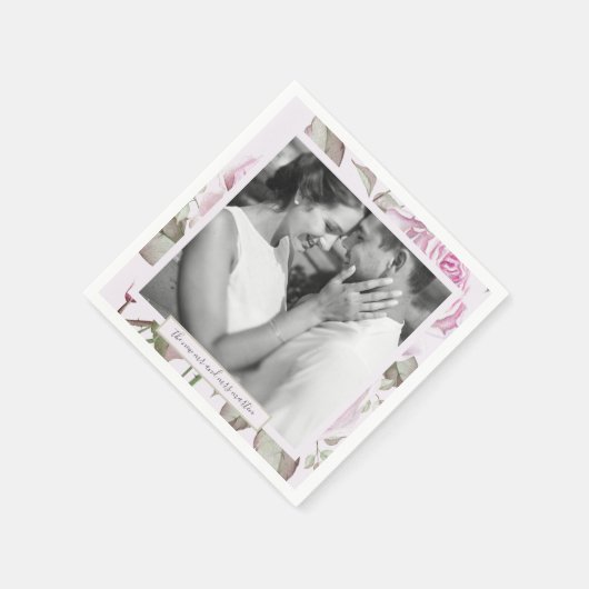 Serviette En Papier Beau Roses mauve doux avec Mariage photo (Coin)