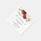 Serviette En Papier Beau Rouge Blanc Floral Or Mariage Confetti (Coin)