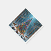 Serviette En Papier Beau sapin de Noël dans la forêt (Coin)