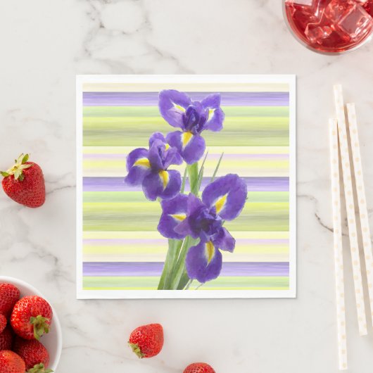 Serviette En Papier Beau violet Iris Aquarelle Motif (En situation)