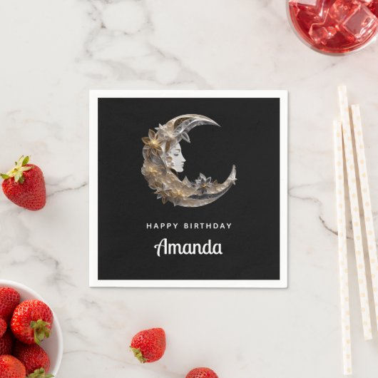 Serviette En Papier Beau visage dans la Lune Anniversaire (En situation)