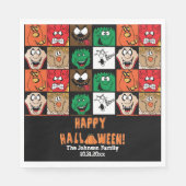 Serviette En Papier Beaucoup de visages d'Halloween effrayants (Devant)