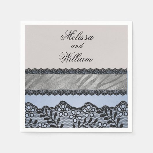 Serviette En Papier Beauté bleue et noire (Devant)