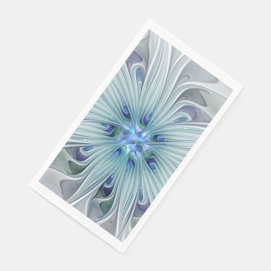 Serviette En Papier Beauté florale Abstraite moderne Blue Pastel Flowe (Coin)