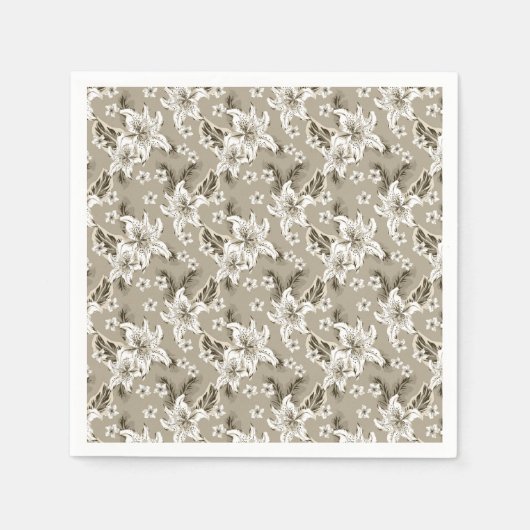 Serviette En Papier Beautiful beige flower pattern (Devant)