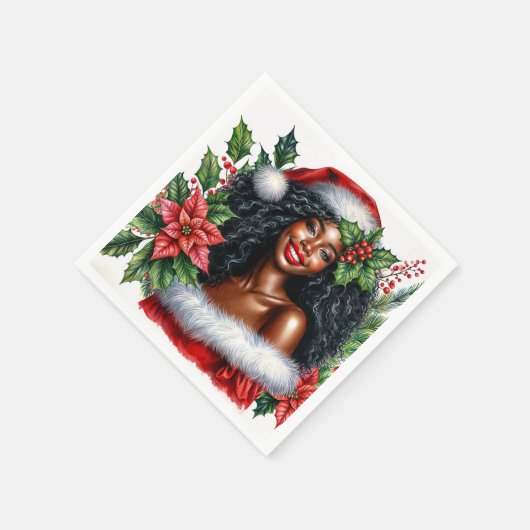 Serviette En Papier Beautiful Black Woman Christmas (Coin)