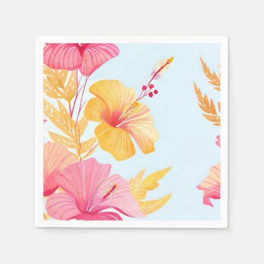 Serviette En Papier Beautiful Hibiscus | Tropical Flower Watercolor (Devant)