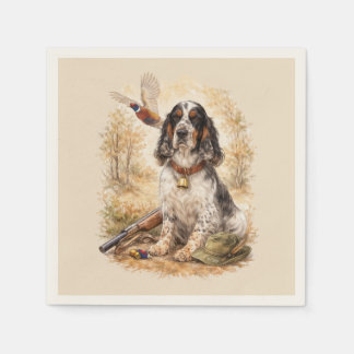 Serviette En Papier Beautiful Setter with Pheasants , Art