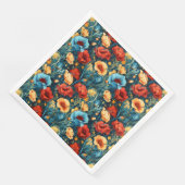 Serviette En Papier Beautiful Yellow Blue and Red Flowers Pattern (Coin)