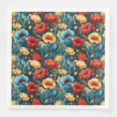 Serviette En Papier Beautiful Yellow Blue and Red Flowers Pattern (Devant)