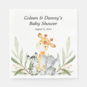 Serviette En Papier Beaux animaux verdure genre neutre aquarelle (Devant)