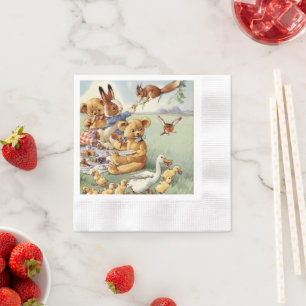 Serviette En Papier Beaux animaux Vintages serviettes de fête pour enf